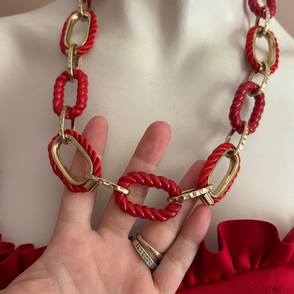 4/$50 Bijoux Terner Red and Gold Link Necklace 22-24 inches ❤️ - Picture 1 of 8